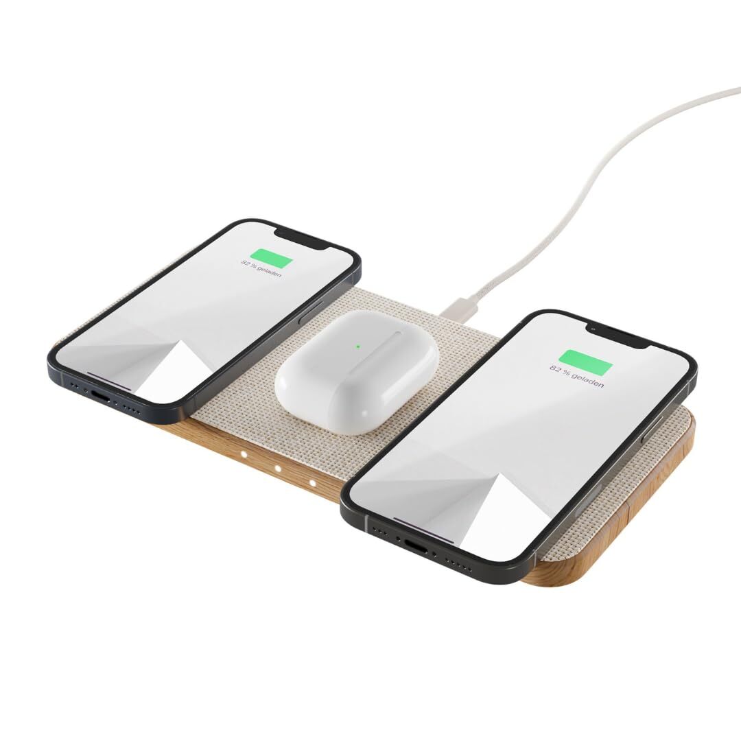 - Wireless Multi Charger inductive Charging Station Made of Wood - Compatible...
