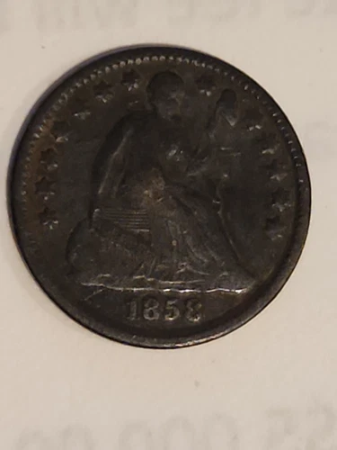 1858 Seated Liberty Half Dime 5C cents fine details
