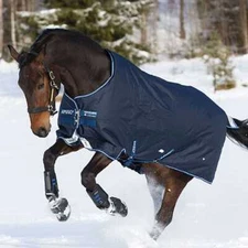 HORSEWARE IRELAND Amigo Bravo 12 Navy/Navy/White Turnout Heavy Rug Fly Sheet