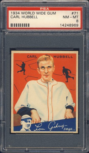Carl Hubbell #71 1934 World Wide Gum card