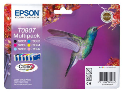 Original Epson 0807 Multipack Kolibri Tintenpatronen 6er Set Angebot Neu!!!