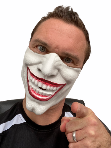 Joker Gesichtsmaske weiß große Zähne Erwachsene Kostüm Zubehör Halloween Halbmasken - Bild 8 von 8