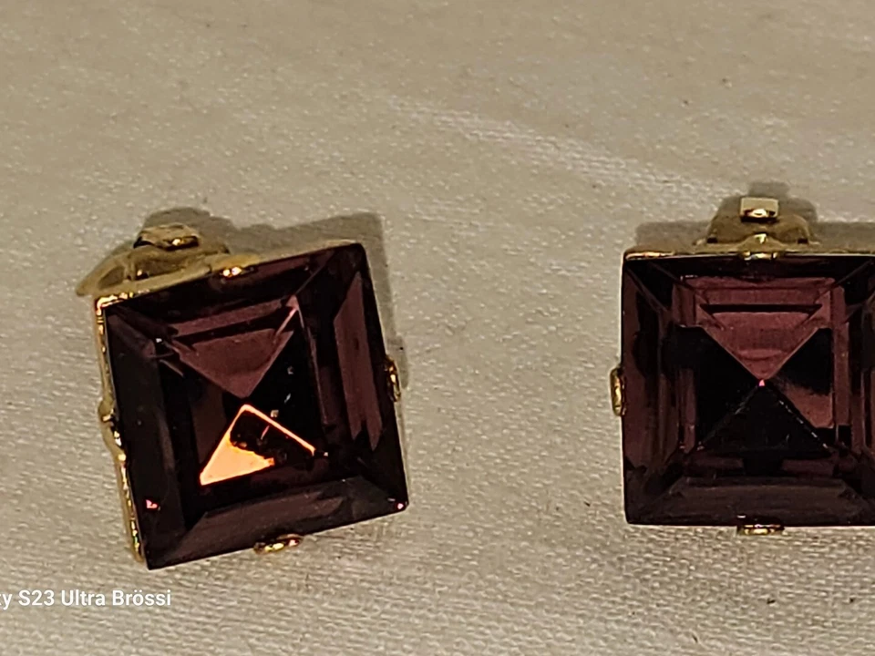 Agatha Ohrclips Clips Kristall Lila Ohrschmuck Vergoldet Neuwertig - Bild 3 von 4