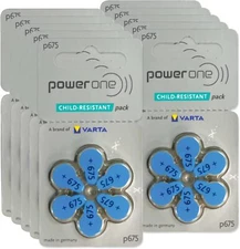Power One Size 675 MERCURY FREE Hearing Aid Batteries (60 batteries)