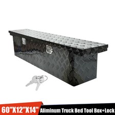 60x12x14 Black Aluminum Pickup Truck Trunk Bed Tool Box Trailer Storagelock