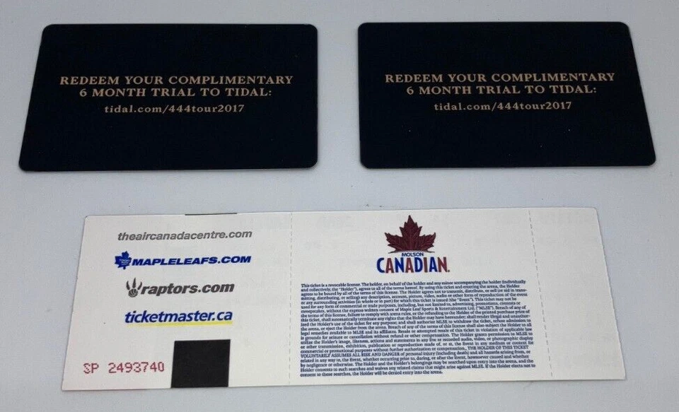 Jay-Z 4:44 Tour Air Canada Centre Toronto Concert Ticket Stub Promo Cards 2017 - Image 2 of 2