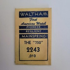 NOS Waltham Pioneer 2243 The "750" .010 Mainspring  New Old Stock