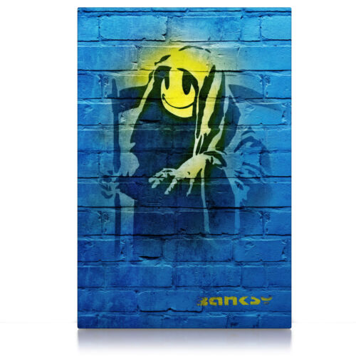 Grin Reaper Banksy, Poster oder Leinwandbild auf Keilrahmen, Smiley Sensenmann - Bild 1 von 5