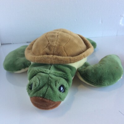 K & M Toys Plush Snapping Turtle Hand Puppet Brown Green Sea Turtle Large 17'' 