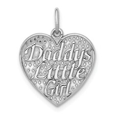 14k White Gold Polished Childrens Daddy's Little Girl in Heart Charm 21mm x 16mm