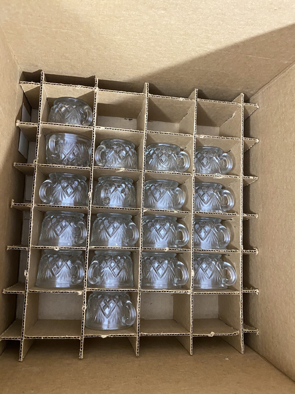 20pc Vintage L.E. SMITH Clear Glass Pineapple Punch Bowl Set ORIGINAL