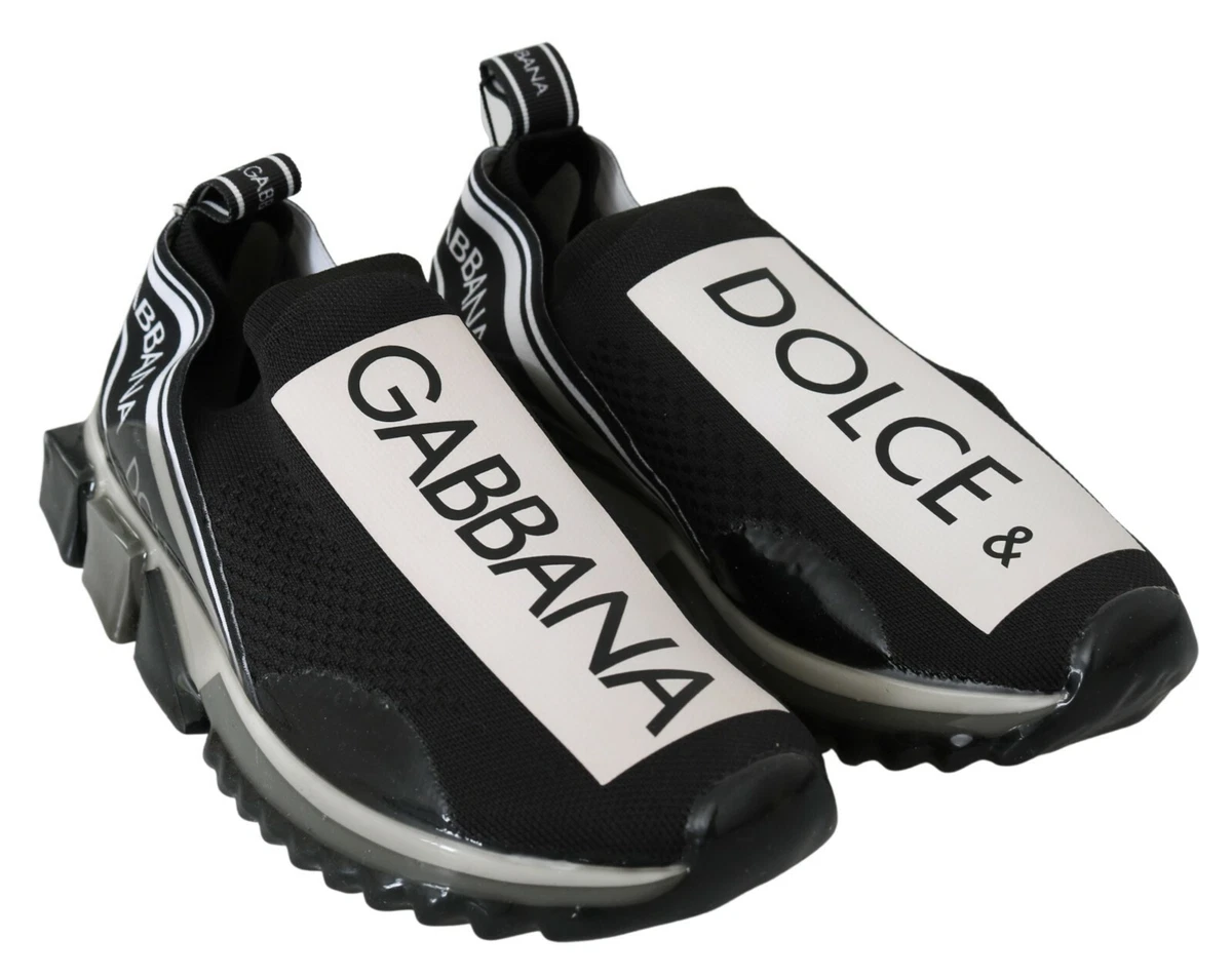 DOLCE & GABBANA Shoes Sneakers Black White SORRENTO Sport Stretch EU39 / US6