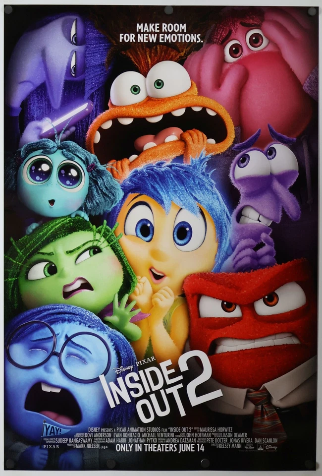 Inside Out 2 - original DS movie poster 27x40 D/S 2023 US Style B Mint