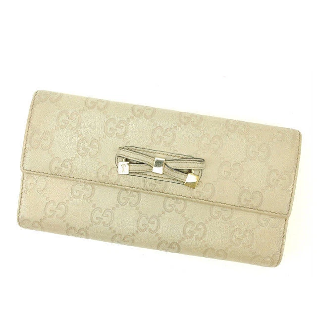 Gucci Portefeuille Long Gucci Sima Beige GUCCI Portefeuille Long Unisexe Accessoires