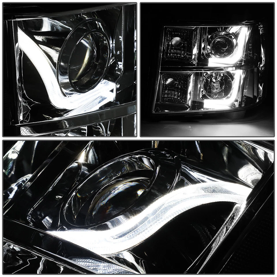 PARA CAMIONETA GMC SIERRA 2007-2014 AHUMADA/CLARO LED DRL PROYECTOR FAROS LÁMPARAS Foto 3 de 4