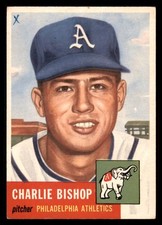 1953 Topps Charlie Bishop Rookie RC #186 VGEX MK Baseball Card. rookie card picture