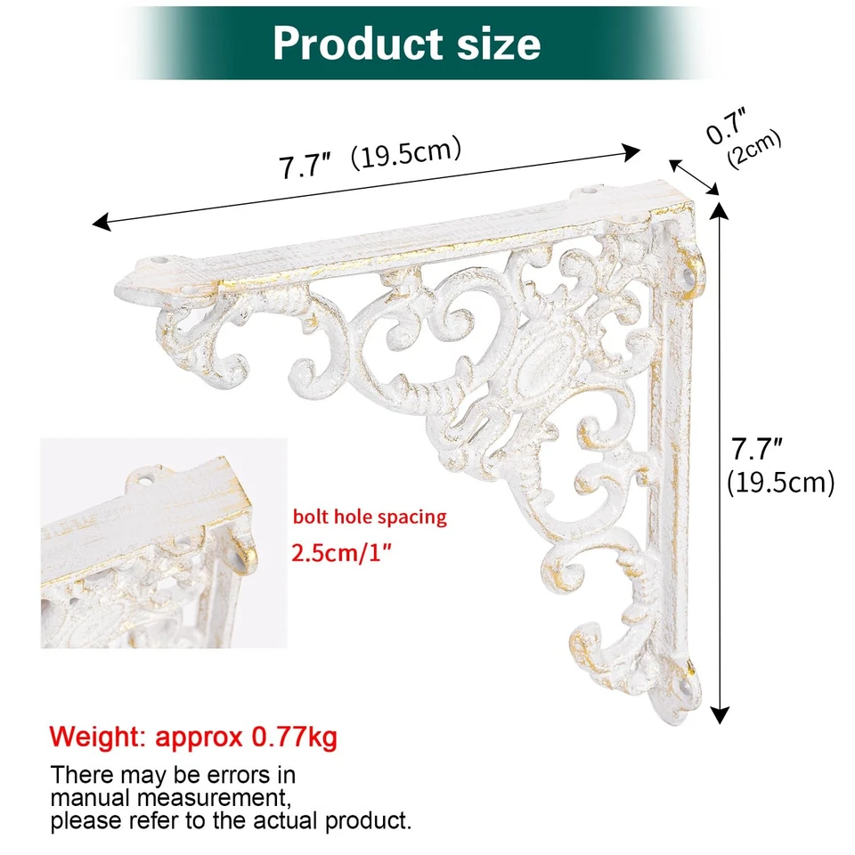 Soportes de estante de hierro fundido vintage - Soportes de estante de esquina decorativos ornamentados, 2... Foto 4 de 4