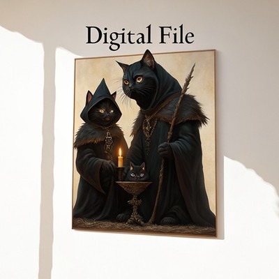 Vintage Black Cat Coven Nostalgic Dark Academia Spooky Cottagecore Romantic Hall