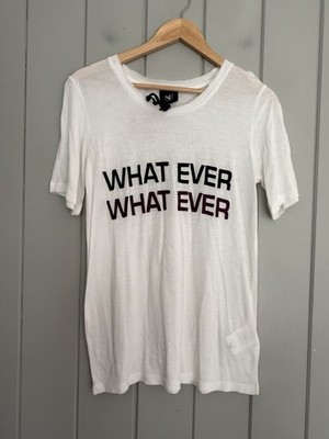 NWT Nu Denmark T-Shirt S Small Whatever Embroidered Scoop Short Sleeves White