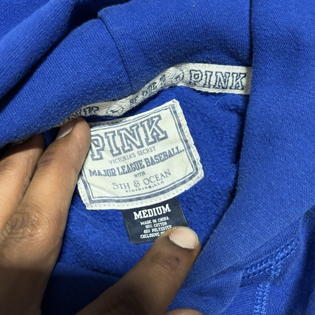 MLB Los Angeles Dodgers Rare Victoria Secret PINK Blue Hoodie Women Size M