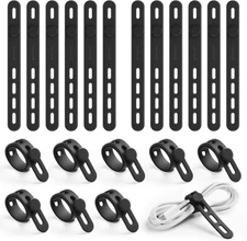 Lamicall 20-Pack Silicone Cable Ties Reusable Wire Organizer with Lock