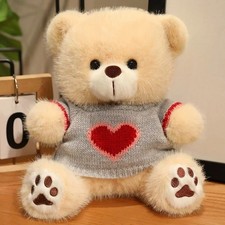 Beige Bear Gray Sweater 8 Inch Stuffed Animal Plush Toys Toddler Doll Kids Gift