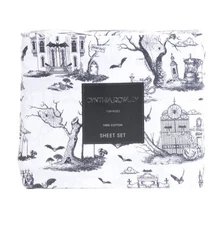 Cynthia Rowley halloween QUEEN sheet set Haunted Toile 100% cotton haunted theme