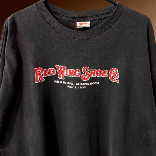 Red Wing, Vintage Red Wing Shoe Co T Shirt 2XL Faded Black Long Sleeve Minnesota Heritage