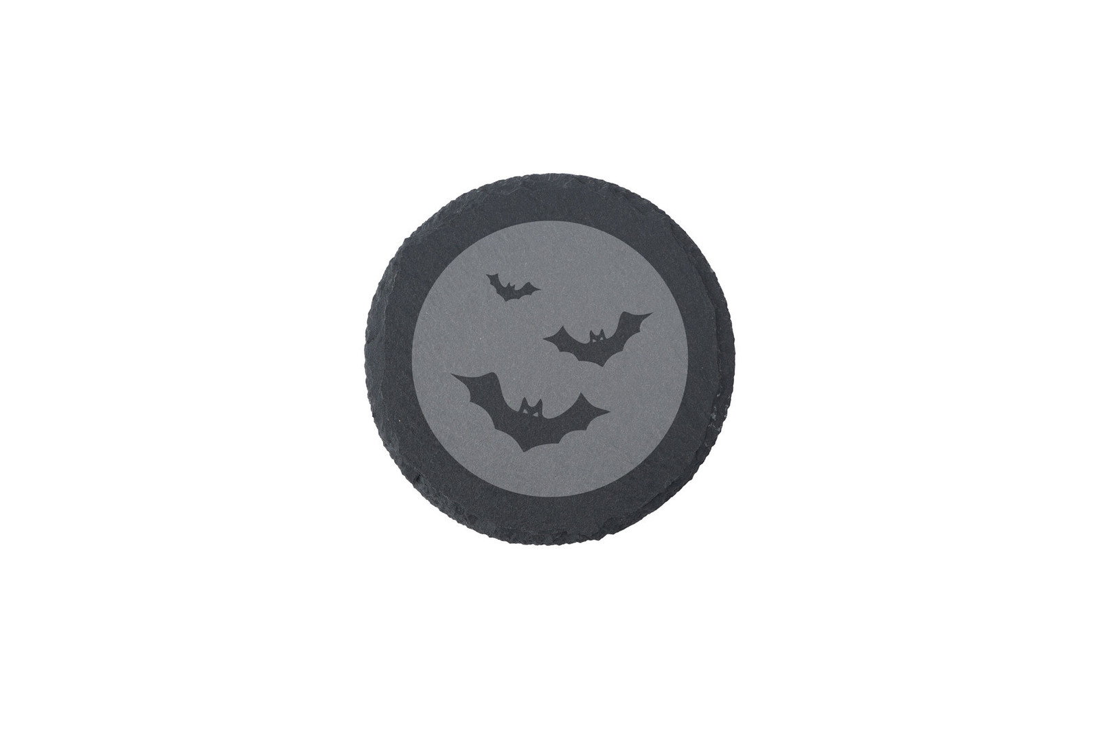 Set of 4 | Halloween Bats Round Slate Coaster in Gift Box
