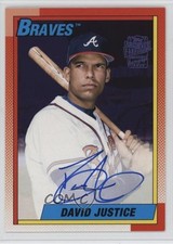 2018 Topps Archives Fan Favorites 1990 Design Purple /150 David Justice Auto 6i2