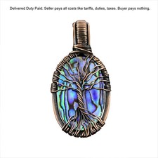 Natural Abalone Shell Copper Christmas Mother Boho Tree Of Life Pendant Jewelry