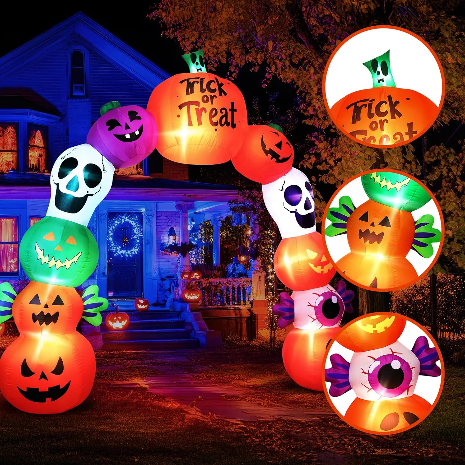 10FT Halloween Inflatable Archway, Pumpkin Skeleton Yard Outdoor Decor ...