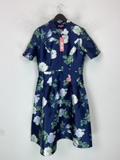Image of Chi Chi London Blue Floral Knee Length Fit Flare Dress UK 14 NEW