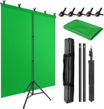 5x6.5ft Green Screen Backdrop Kit Stand Portable Streaming Video Zoom