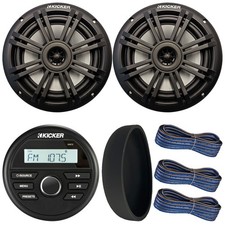 Kicker 46KMC2 AM/FM USB Receiver, Cover, 2x 6.5" 150W 2-Way Speakers, 3x Wire