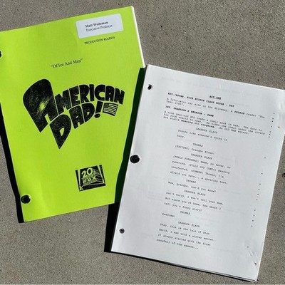 American Dad Exec Producer Of Ice & Men SET Production Used Table Draft Scripts
