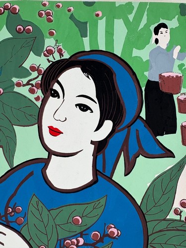 Vietnam War Era Propaganda Coffee Production Screen Printed Poster - Picture 2 of 11