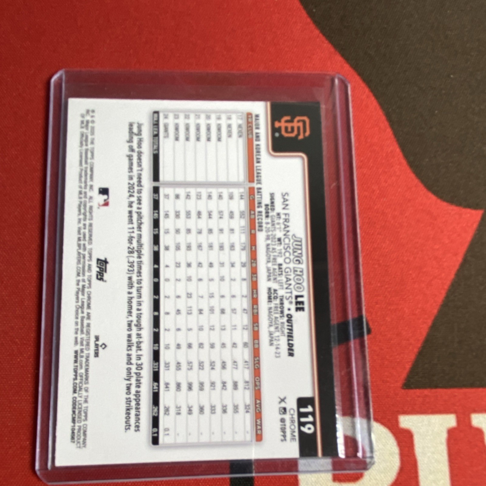 2025 Topps Chrome Jung Hoo Lee #119 Giants logo refractor SSP thumbnail 4