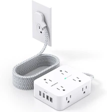 10Ft Extension Cord with Multiple Outlets, Surge Protector Power Strip 10 Ft Cor