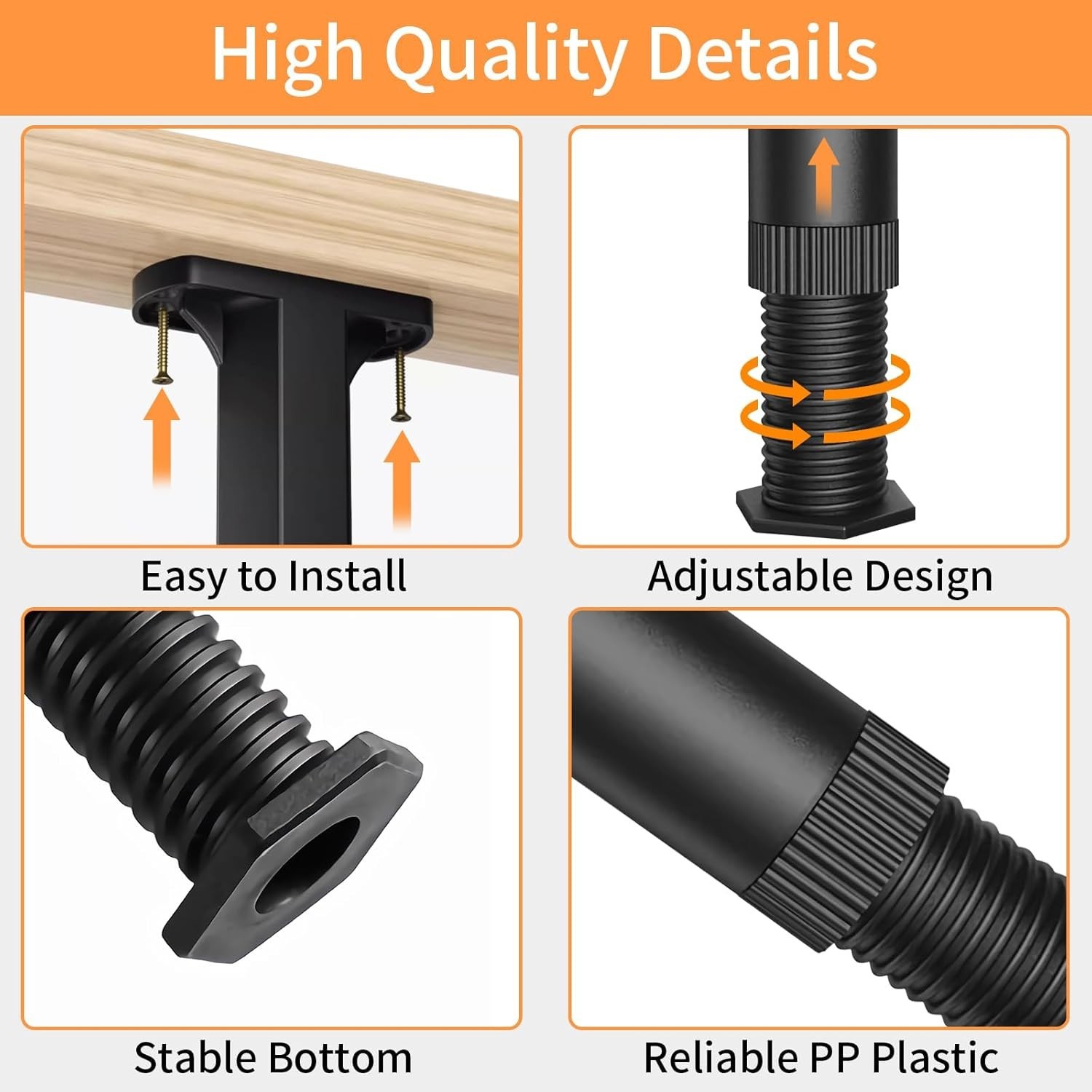 1/8 PCS Adjustable Bed Support Legs Frame Support Legs for King Queen Bed Slats