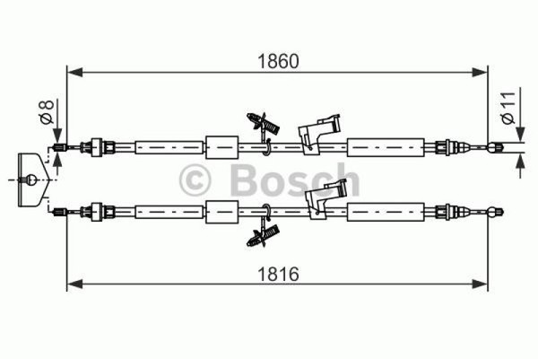 Bosch Handbremsseil Bremsseil Seilzug Feststellbremse Hinten Mitte 1 987 482 189-image