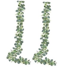 2 Pack Artificial Eucalyptus Garland Eucalyptus Leaves Vines Greenery 2PCS