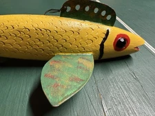 WOOD FISH DECOY Hand Crafted By Jim Moening Of Minnesota