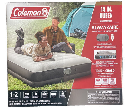 Coleman 90534E AlwayzAire Tough Guard Air Mattress Queen 14'' with Rechargeable