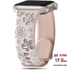 Floral Engraved Band Compatible with 38/40/41/42mm Series 10 Starlight/MT Nude