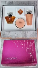 New! Lancome Tresor Set 3.4oz & .25oz Perfume 6.7oz Body Creme 3.4oz Bath Gel