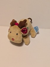 Eden Rare Reindeer Plush Stuffed Animal Rattle Mini 5" Green Bow Small Rattle B2