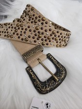 NEW suede studded mixed metal khaki tan Urban Outfitters Western Belt womens y2k