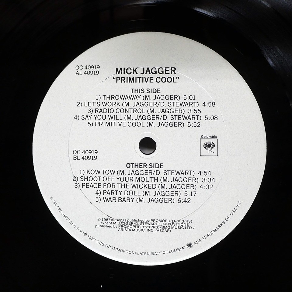 MICK JAGGER PRIMITIVE COOL COLUMBIA OC40919 US VINYL LP | eBay