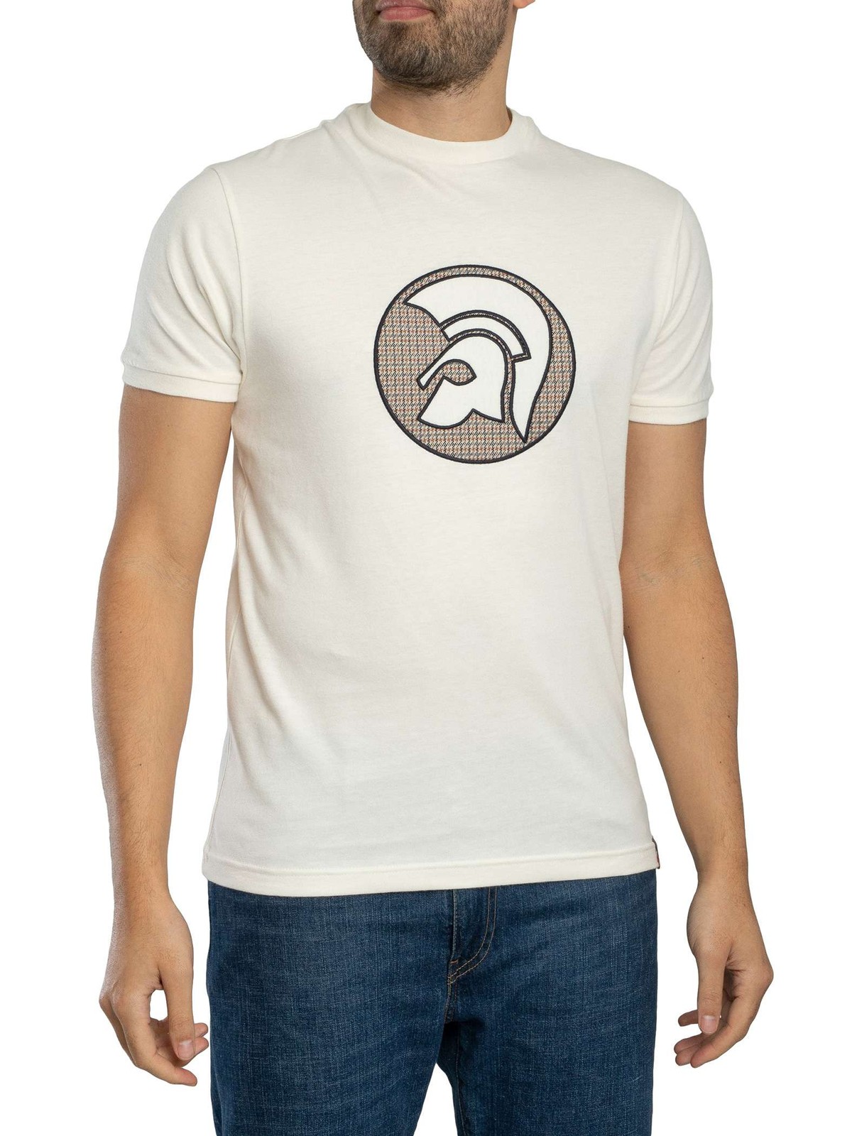 Trojan Men's Applique Jacquard Logo T-Shirt, White